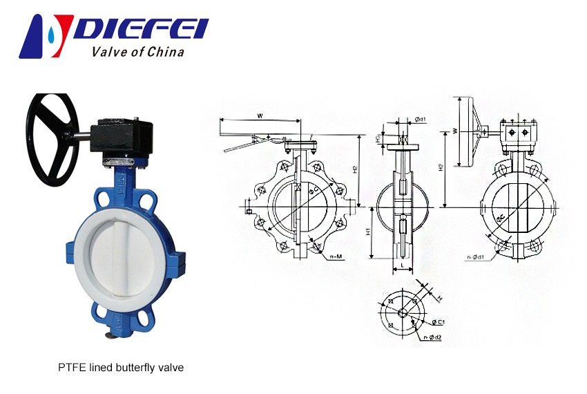 PTFE lined butterfly valve